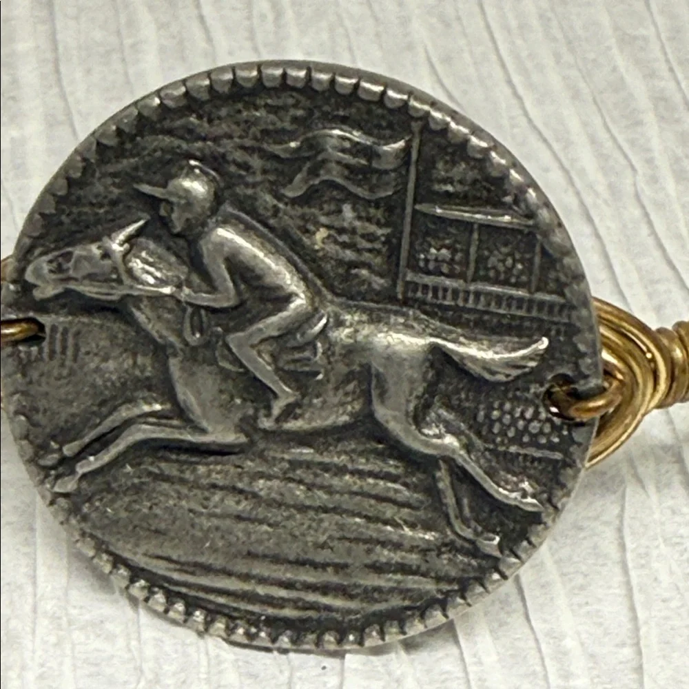 Bourbon & Bowties Gold and Silver tone racing Coin Bangle horse  Bracelet